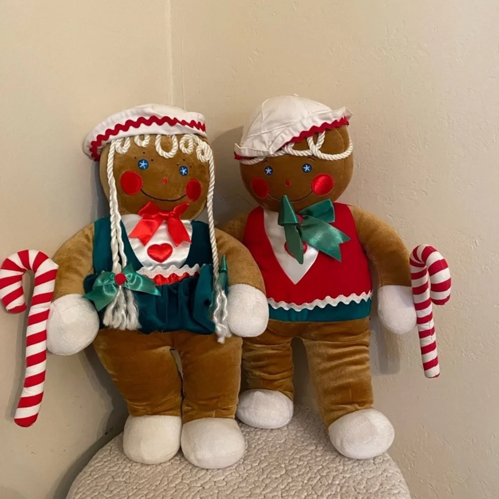 Vintage 1990 Target XL Christmas Gingerbread Boy & Girl Doll set